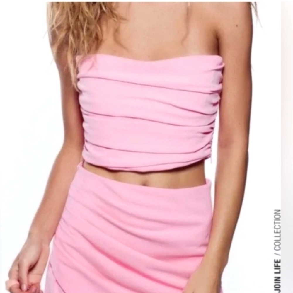 ZARA PINK BUSTIER CROP TOP. Size Medium
